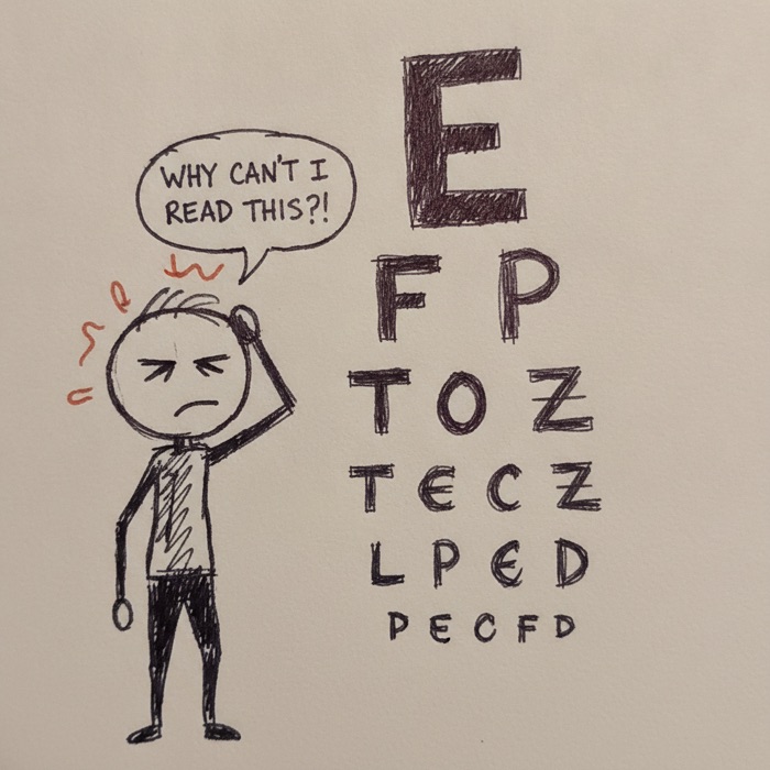 Squinting at an eye chart: why can't I read this?!
